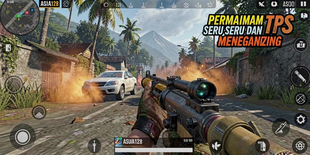 Screenshot ASIA128 menampilkan aksi seru dalam gameplay TPS yang menegangkan.