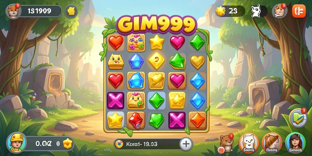 Tampilan gameplay GIM999 dengan elemen Match-3 yang menarik.