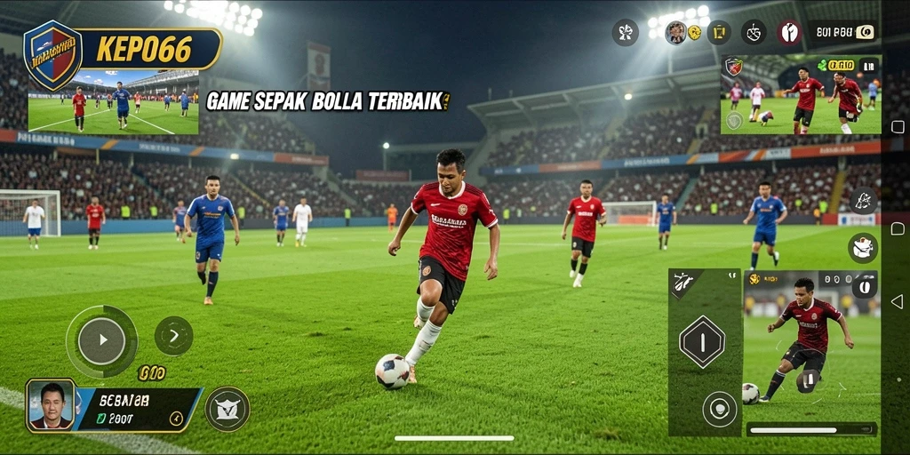 Tampilan gameplay seru dalam KEPO66 yang memperlihatkan aksi sepak bola.