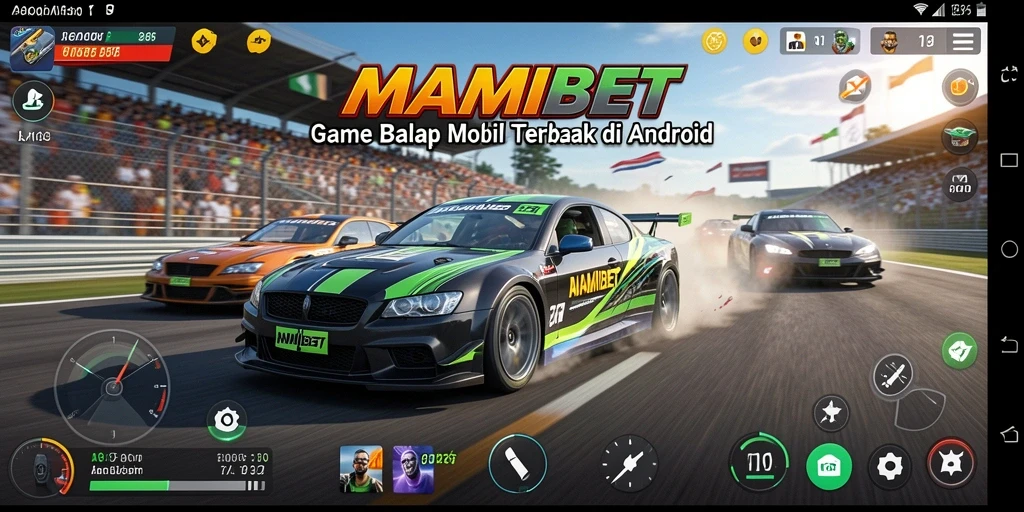 Screenshot MAMIBET menunjukkan balapan mobil yang seru dan menantang.