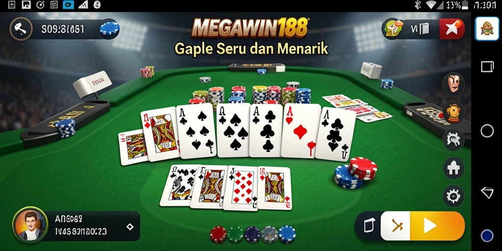 Tampilan gameplay Gaple yang seru dan intuitif di MEGAWIN188.