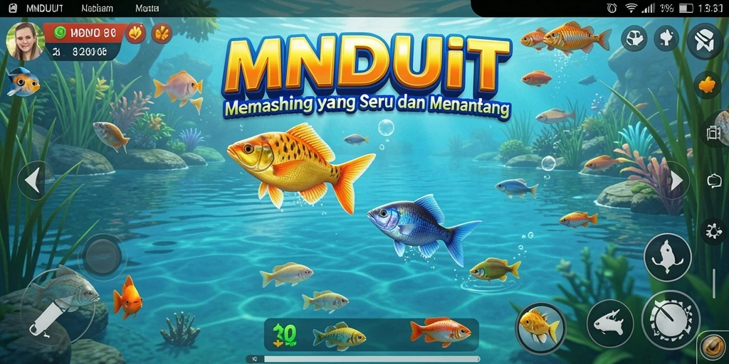Screenshot gameplay seru di MNDUIT saat menangkap ikan.
