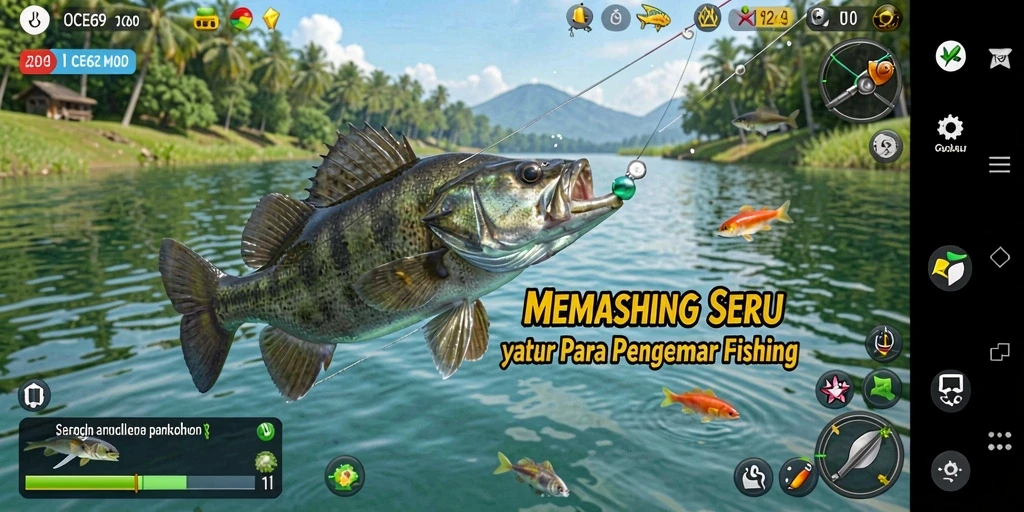 Tampilan gameplay <strong>OCE69</strong> yang menampilkan aksi memancing yang seru.