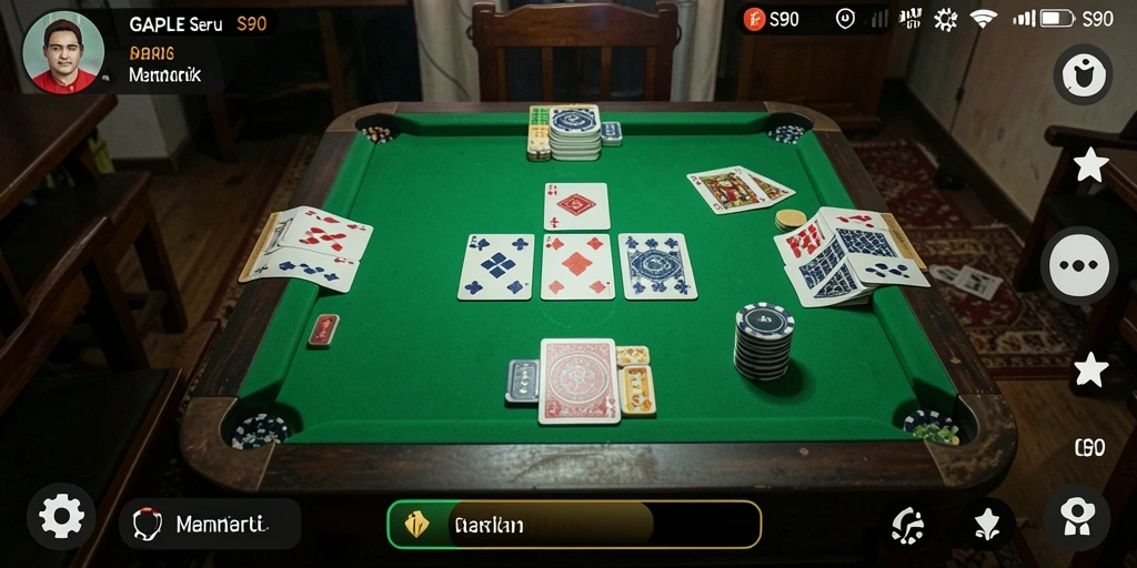 Tampilan gameplay S80 dengan suasana permainan Gaple yang seru.