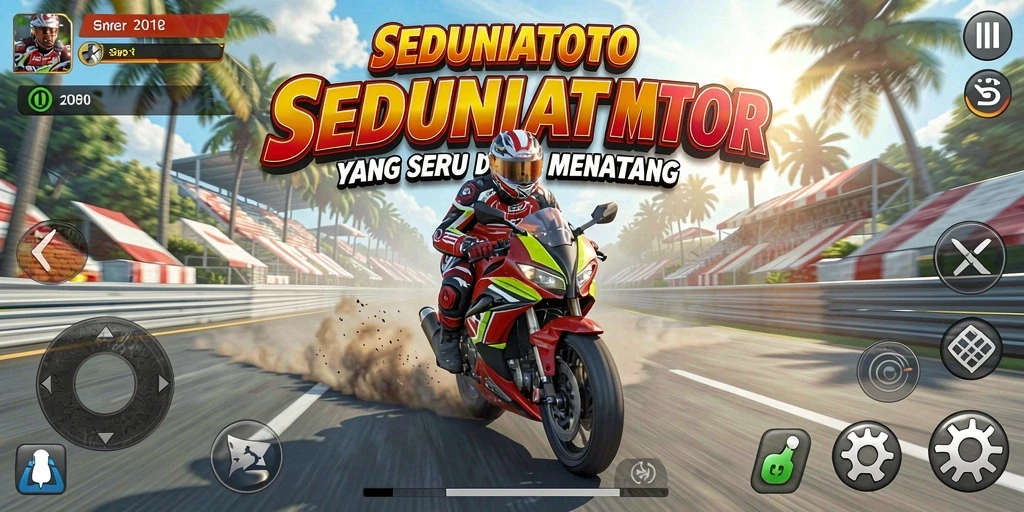 Screenshot SEDUNIATOTO menampilkan aksi balapan motor yang intens.