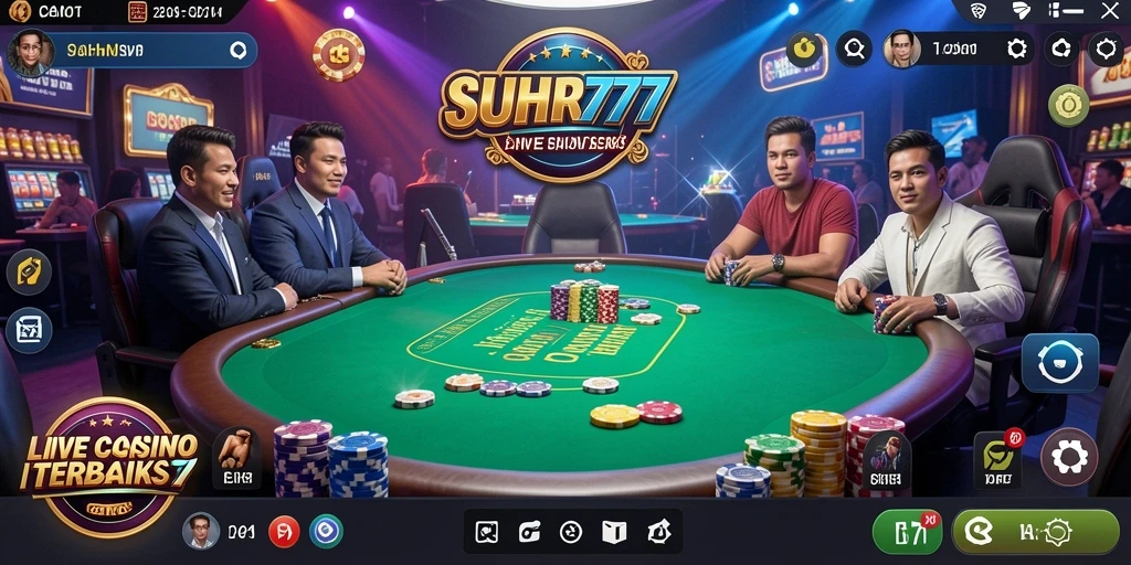 Screenshot gameplay Live Casino SUHU777 yang menampilkan dealer cantik dan meja permainan.