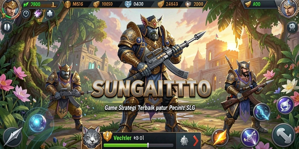 Tangkapan layar gameplay menampilkan strategi pertempuran mendalam.