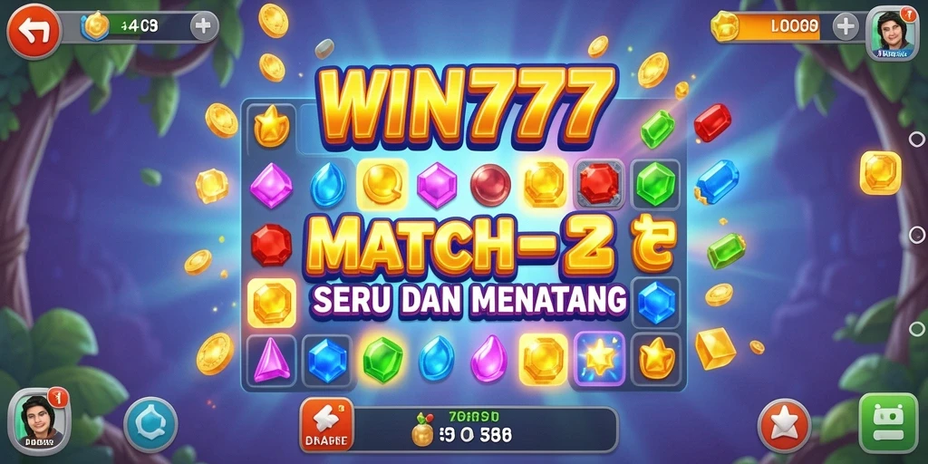 Tangkapan layar gameplay WIN777 yang menunjukkan aksi Match-3 yang menantang.