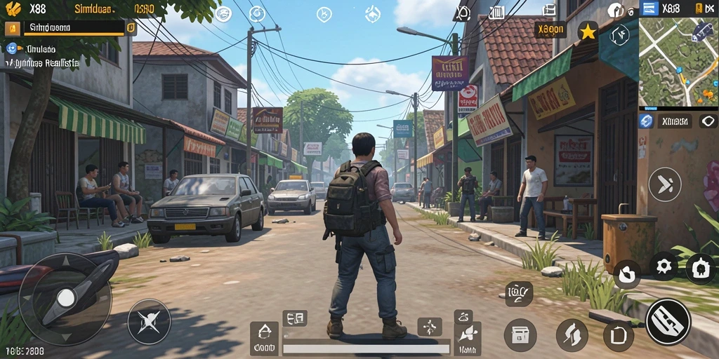 Tampilan permainan X88 yang menampilkan interaksi karakter dalam dunia simulasi.